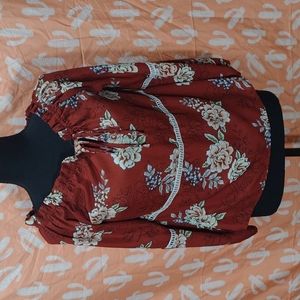 Burgundy floral long sleeve